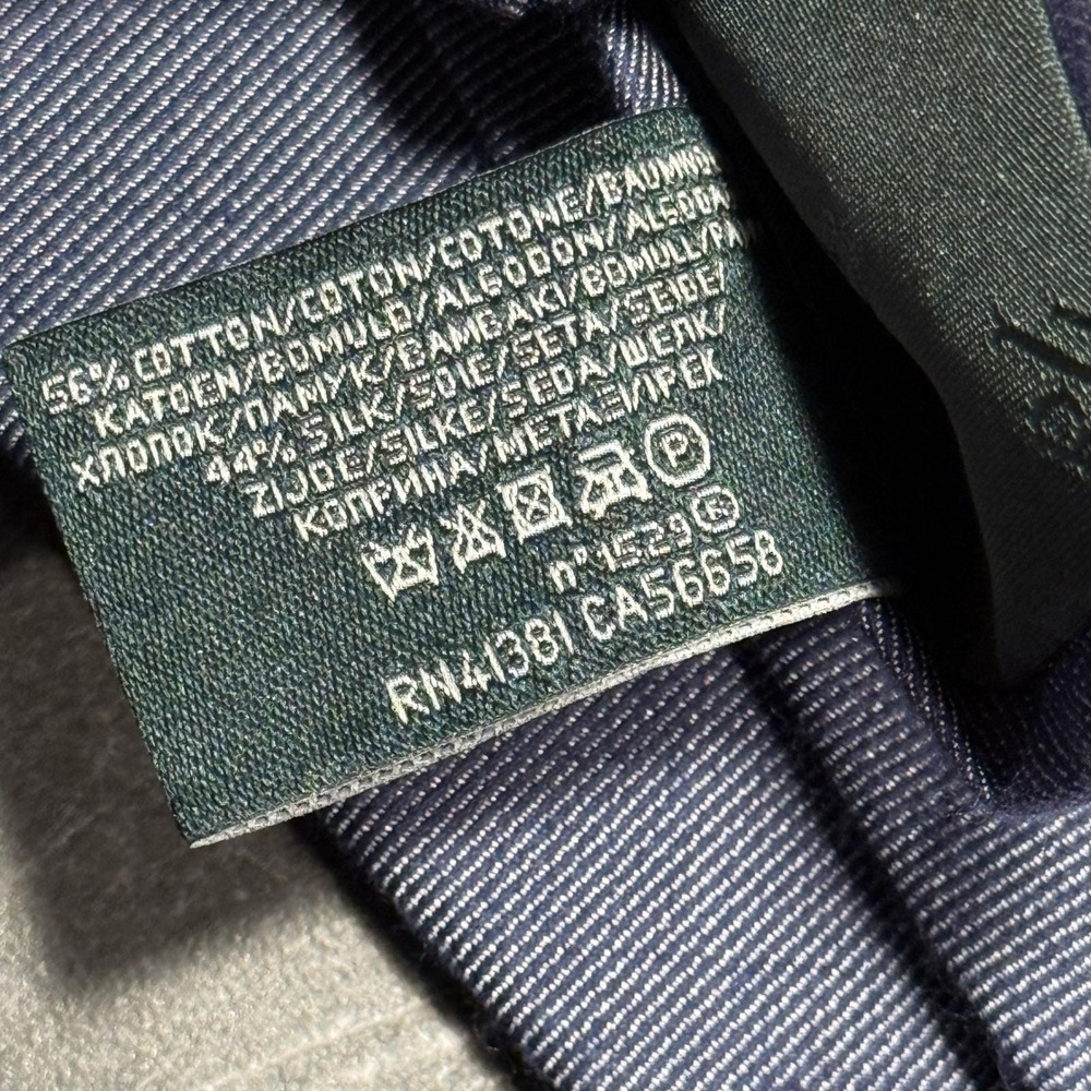 Vintage Lauren Ralph Lauren Mens Tie | Blue Cotton Silk Textured Solid | Y2K - Picture 6 of 7